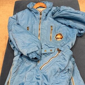 Blue vintage Ski Suit Lily Farouche Ski Powder with Apollo XIII Patch.